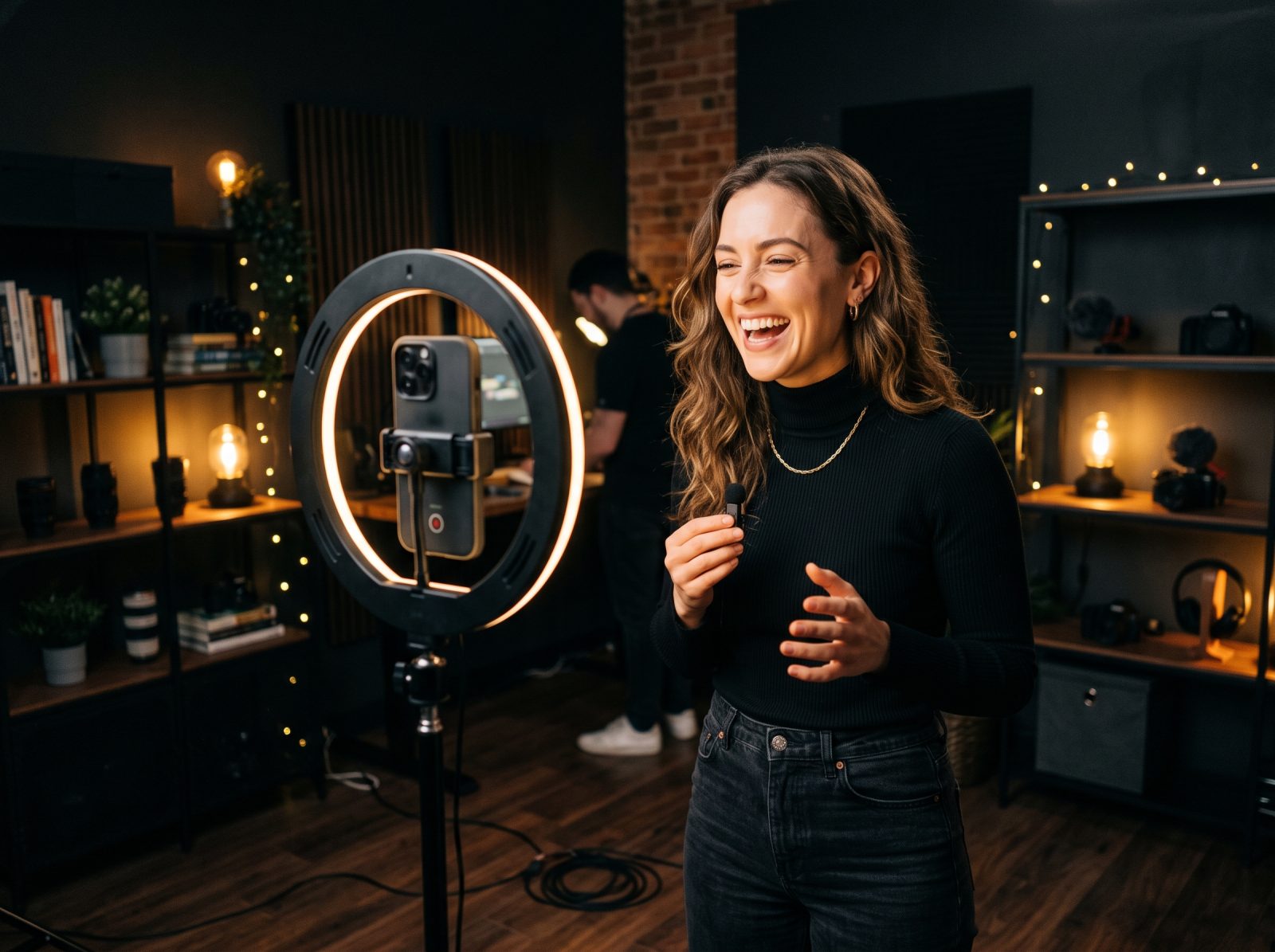 Content creator filming short-form video