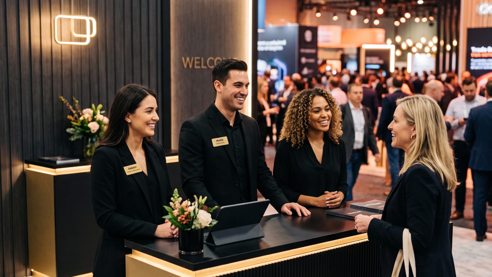 Brand ambassadors working a convention floor activation
